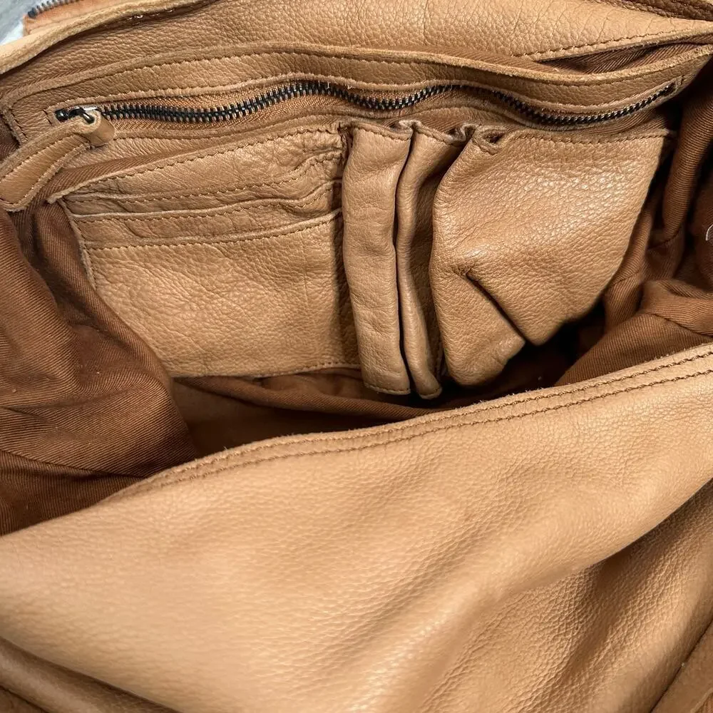 Vanessa Bruno Cowskin Leather Bag Cognac